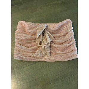 Maeve By Anthropologie Ruched Metallic Pink Strapless Top S